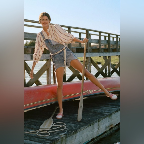 Pilcro x Anthropologie Bella Femme Embroidered Button Down Boho Puff Sleeve Top - Picture 10 of 11